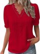 Summer Shirts for Women 2025 Lace V Neck Business Casual Work Tops Womens Short Sleeve Shirts Trendy Outfits