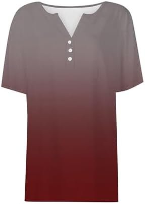 Women Summer Fashion Tops Printed V Neck Short Sleeved Shirts Casual Loose Comfortable Women's Cold Shoulder